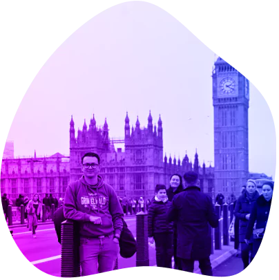 A photo of me, a web developer, enjoying the benefits of my work and travel